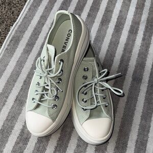 Converse Low Top Platform Sneakers in Sage Green